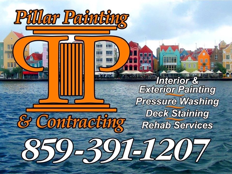Pillar Painting logo with beautiful background and phone number to call with services by Mike pracht in NKY